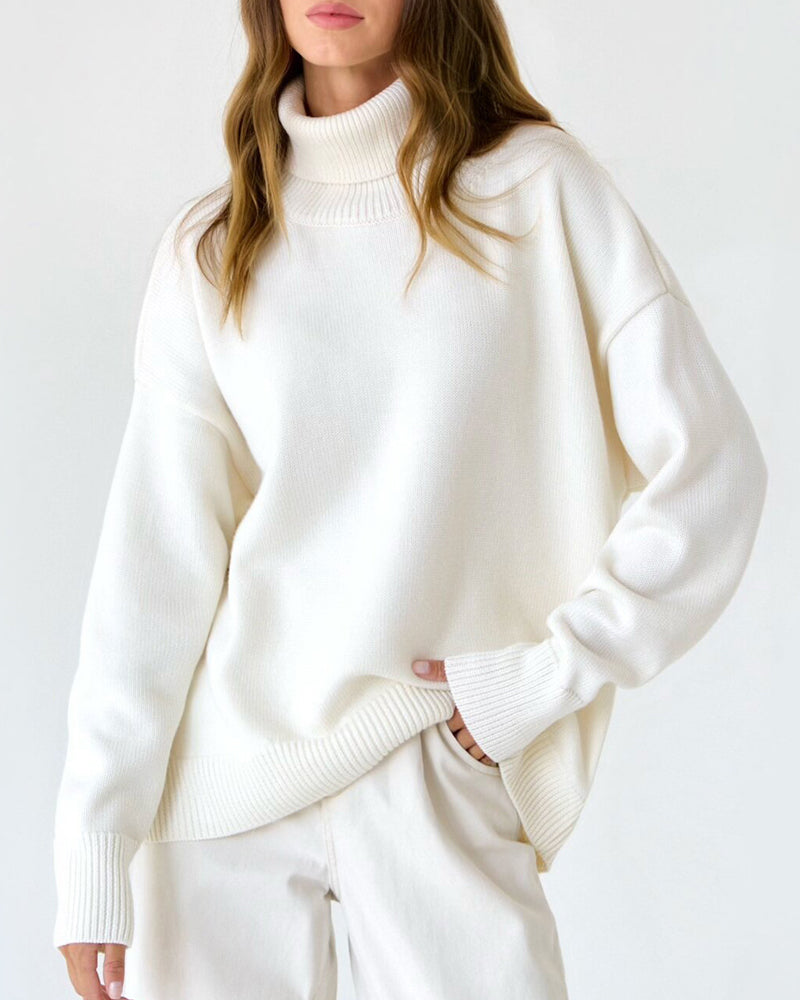 Women's Dropped-Shoulder Roll Neck Jumper