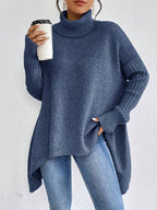 Women's Oversized Turtleneck Jumper in Grey