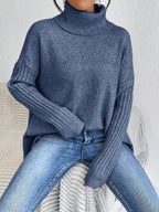 Women's Oversized Turtleneck Jumper in Grey