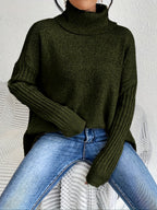 Women's Oversized Turtleneck Jumper in Grey