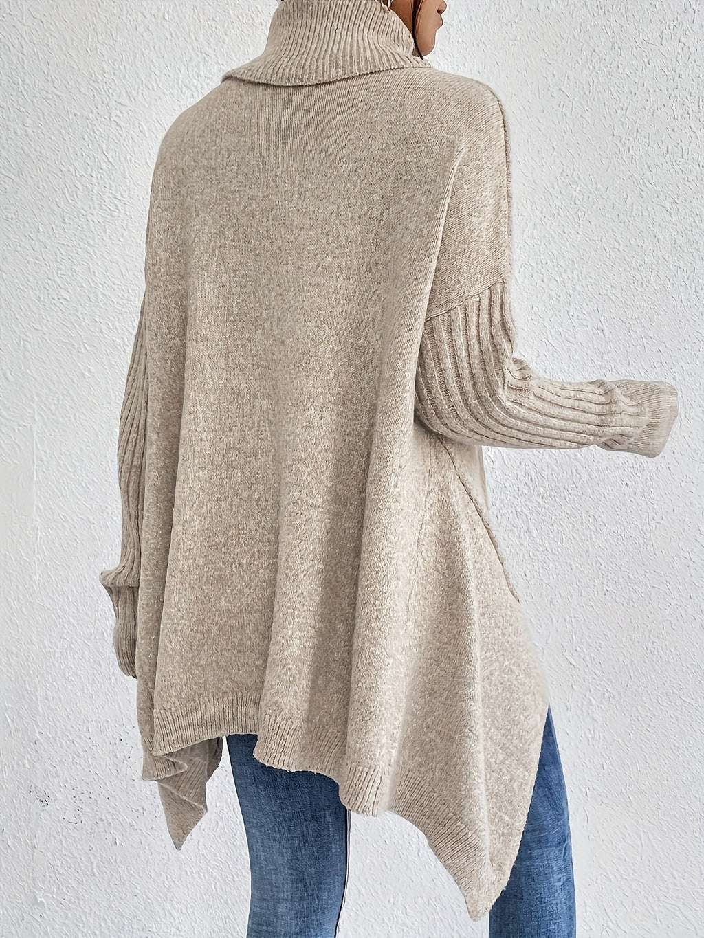 Women's Oversized Turtleneck Jumper in Grey