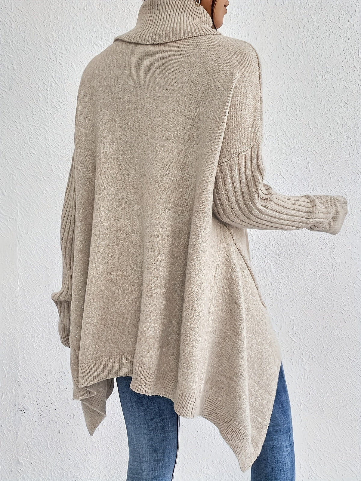 Women's Oversized Turtleneck Jumper in Grey