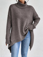 Women's Oversized Turtleneck Jumper in Grey