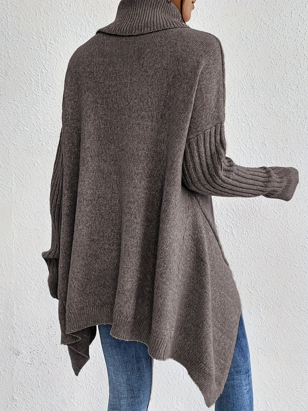 Women's Oversized Turtleneck Jumper in Grey