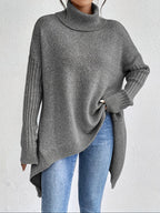 Women's Oversized Turtleneck Jumper in Grey