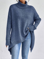 Women's Oversized Turtleneck Jumper in Grey