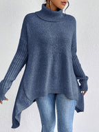 Women's Oversized Turtleneck Jumper in Grey