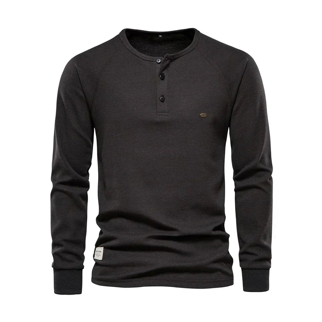 Men's Button Neck Long Sleeve Henley