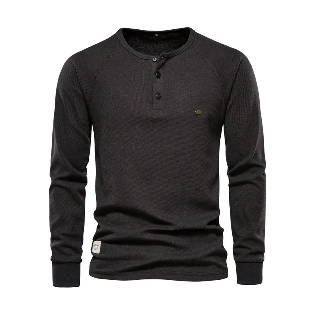 Men's Button Neck Long Sleeve Henley