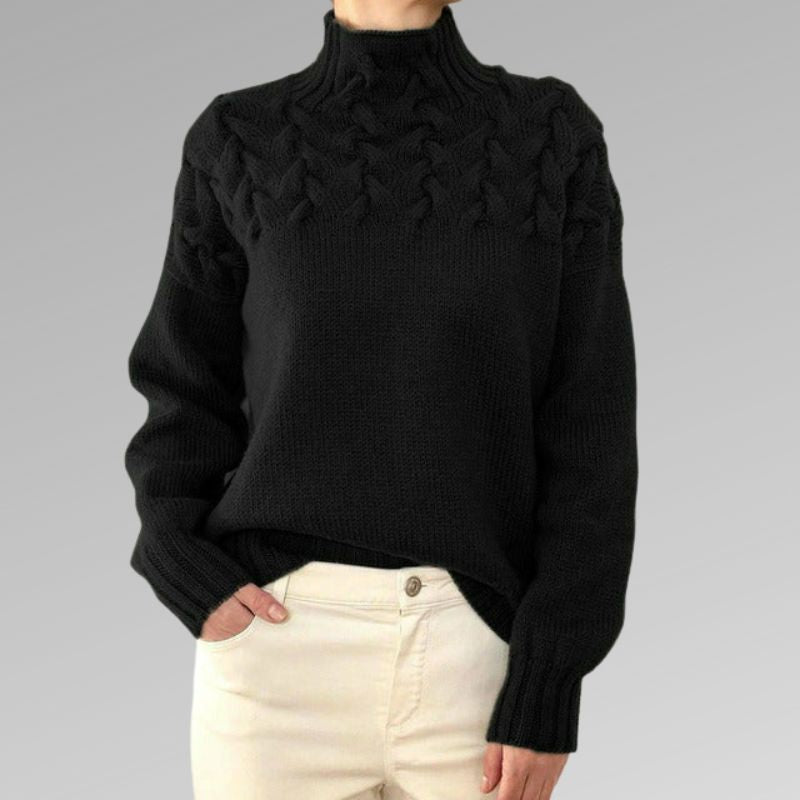 Women's Cable Yoke Roll Neck Jumper