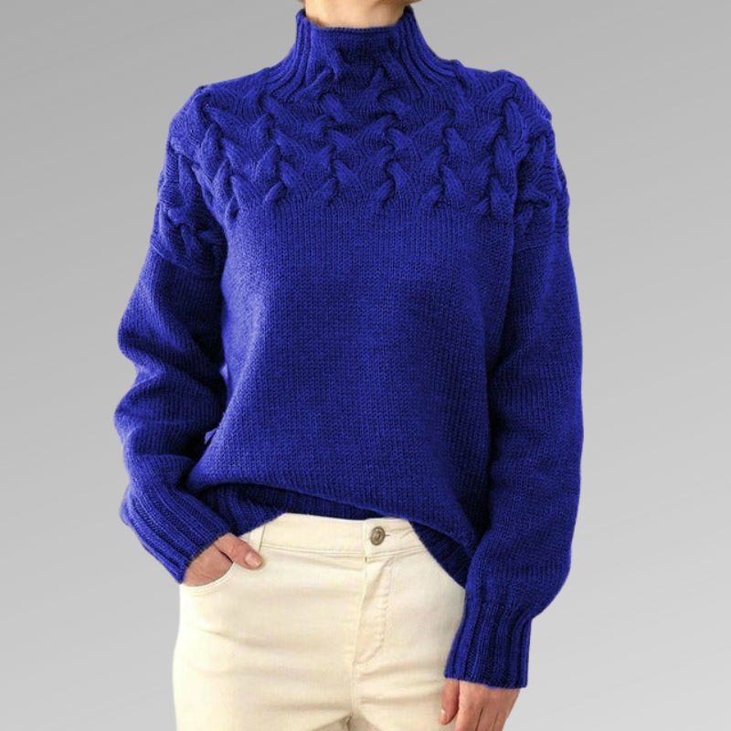 Women's Cable Yoke Roll Neck Jumper