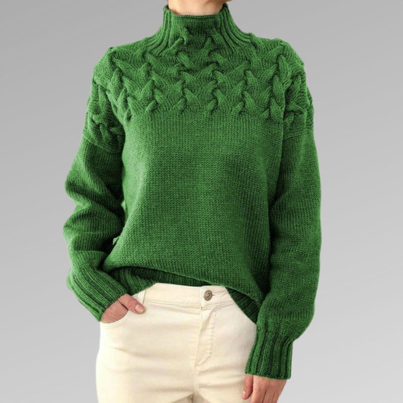 Women's Cable Yoke Roll Neck Jumper