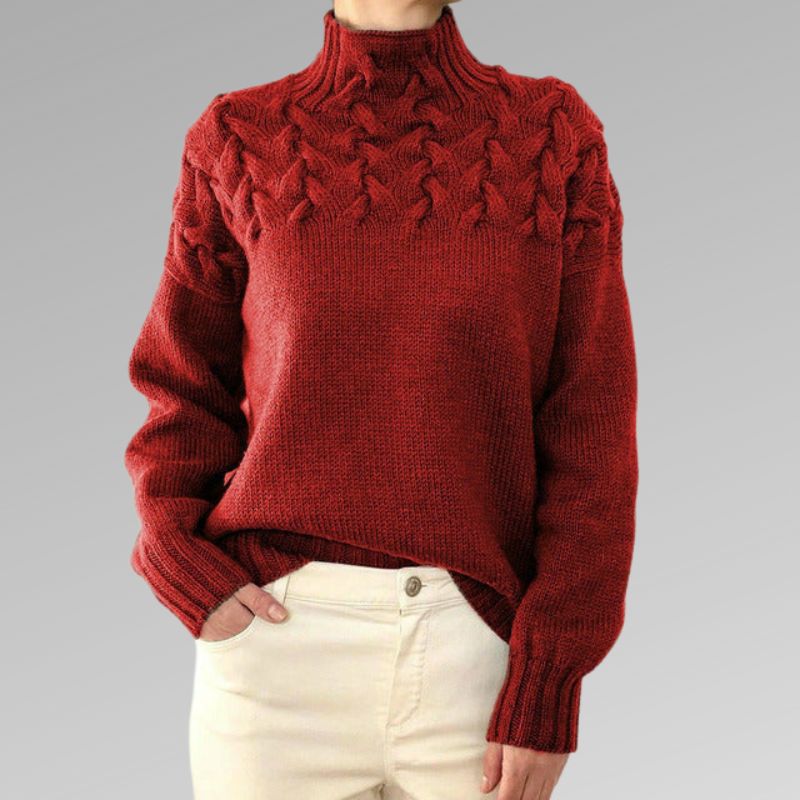 Women's Cable Yoke Roll Neck Jumper