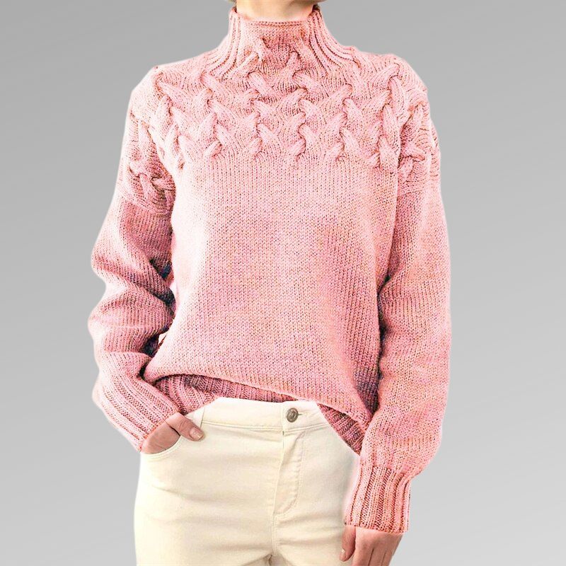 Women's Cable Yoke Roll Neck Jumper