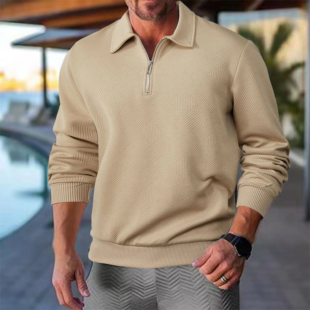 Men's Textured Half-Zip Polo Sweatshirt