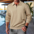 Men's Textured Half-Zip Polo Sweatshirt