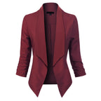 Women's Ruched-Sleeve Open-Front Blazer