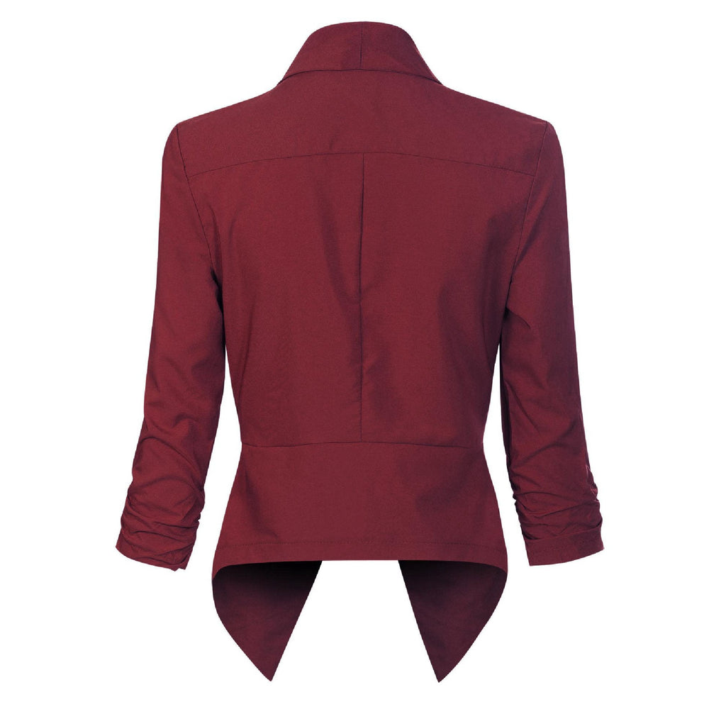 Women's Ruched-Sleeve Open-Front Blazer