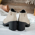 Women's Beige Block Heel Ankle Boots
