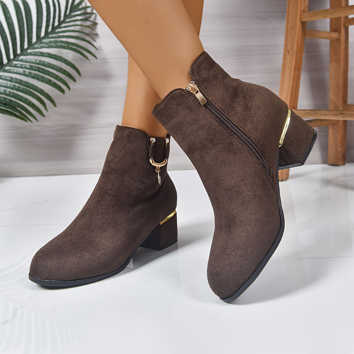 Women's Gold-Hardware Chelsea Boots