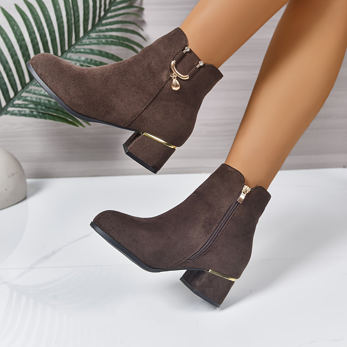 Women's Gold-Hardware Chelsea Boots