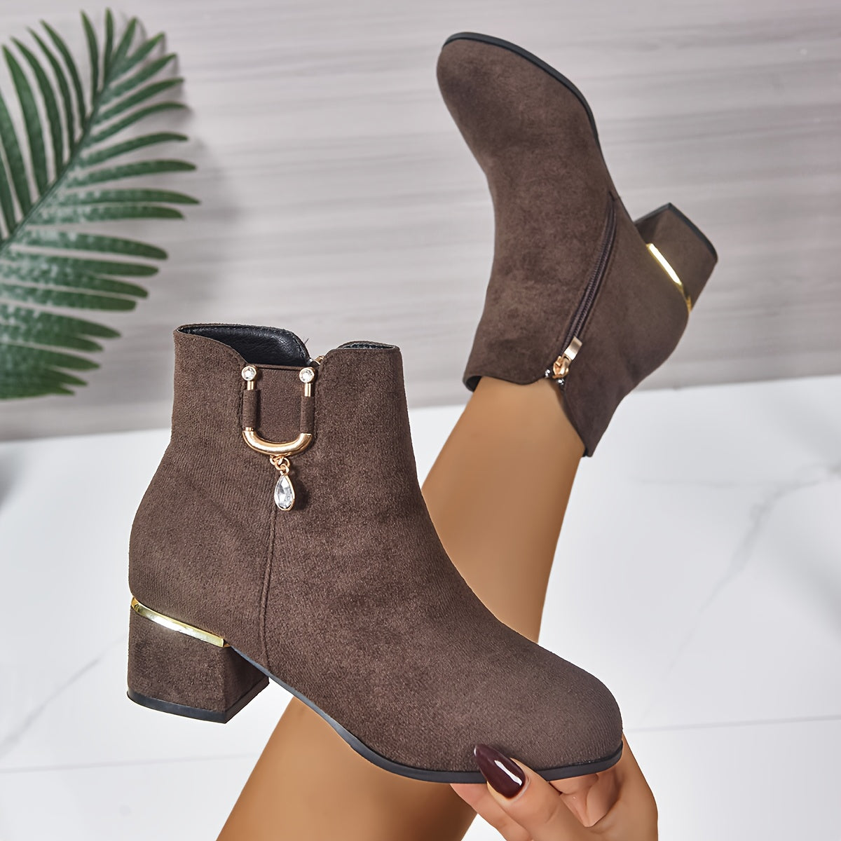 Women's Gold-Hardware Chelsea Boots