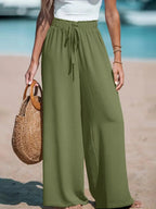 Women's Wide-Leg Tie-Waist Trousers