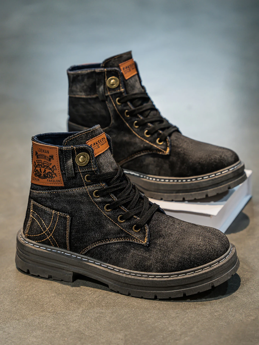 Men's Chunky Sole Denim Boots