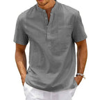 Men's Henley Band Collar Shirt