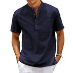 Men's Henley Band Collar Shirt