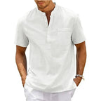 Men's Henley Band Collar Shirt