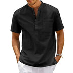 Men's Henley Band Collar Shirt
