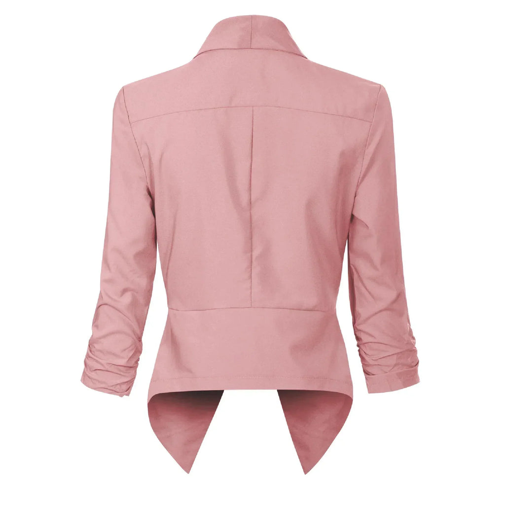 Women's Ruched-Sleeve Open-Front Blazer