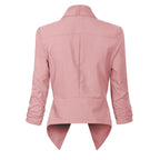 Women's Ruched-Sleeve Open-Front Blazer
