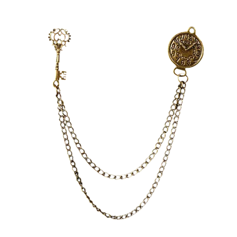 Men's Vintage Double Chain Brooch