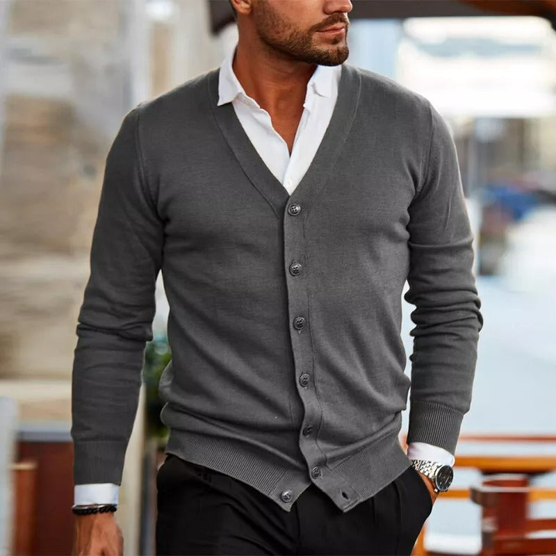 Men's V Neck Button Cardigan