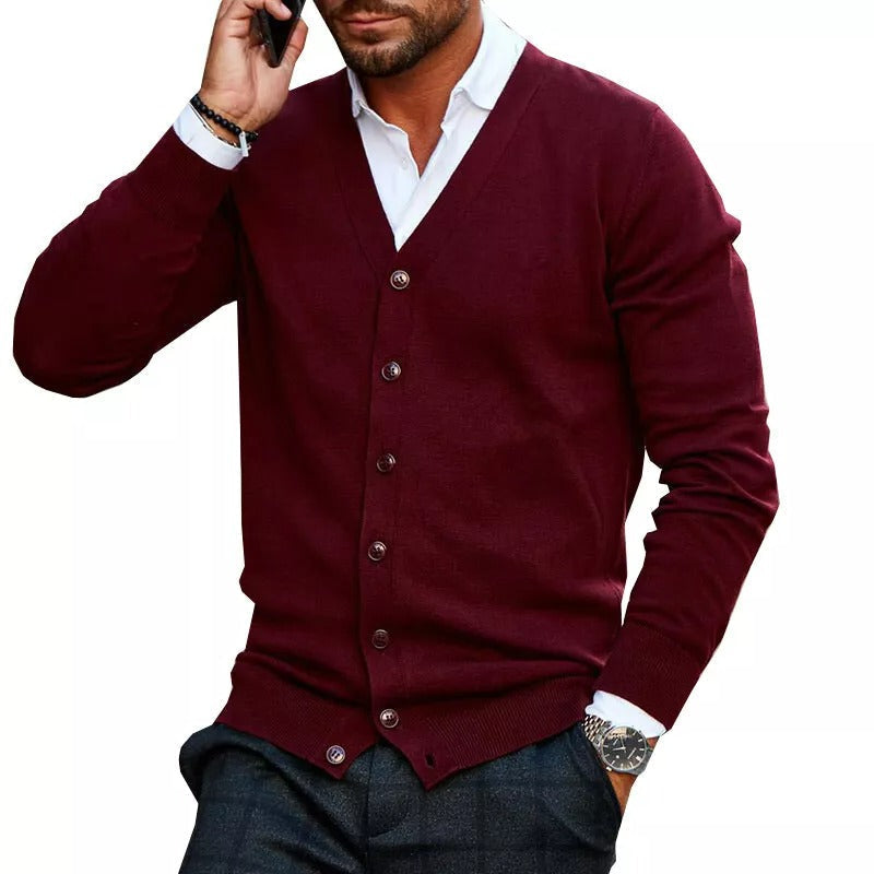 Men's V Neck Button Cardigan
