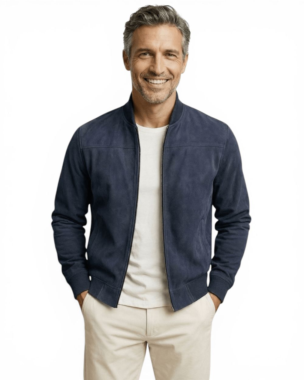 Men's Refined Suede Bomber Jacket