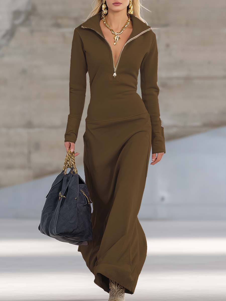 Women's Half-Zip Maxi Dress