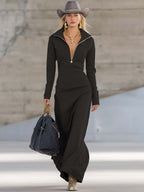 Women's Half-Zip Maxi Dress