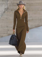 Women's Half-Zip Maxi Dress