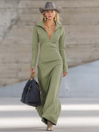 Women's Half-Zip Maxi Dress