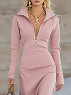 Women's Half-Zip Maxi Dress