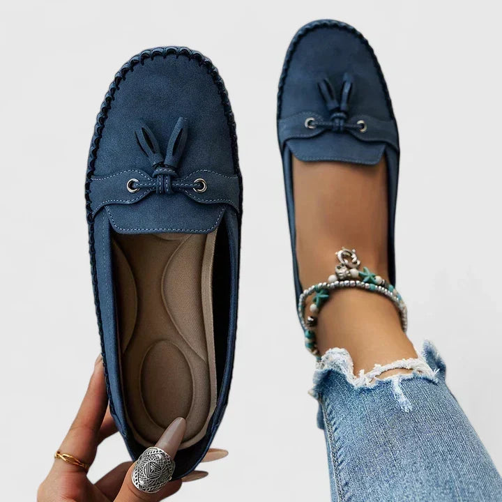Women's Bow Suede Moccasin Loafers