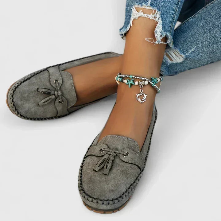 Women's Bow Suede Moccasin Loafers