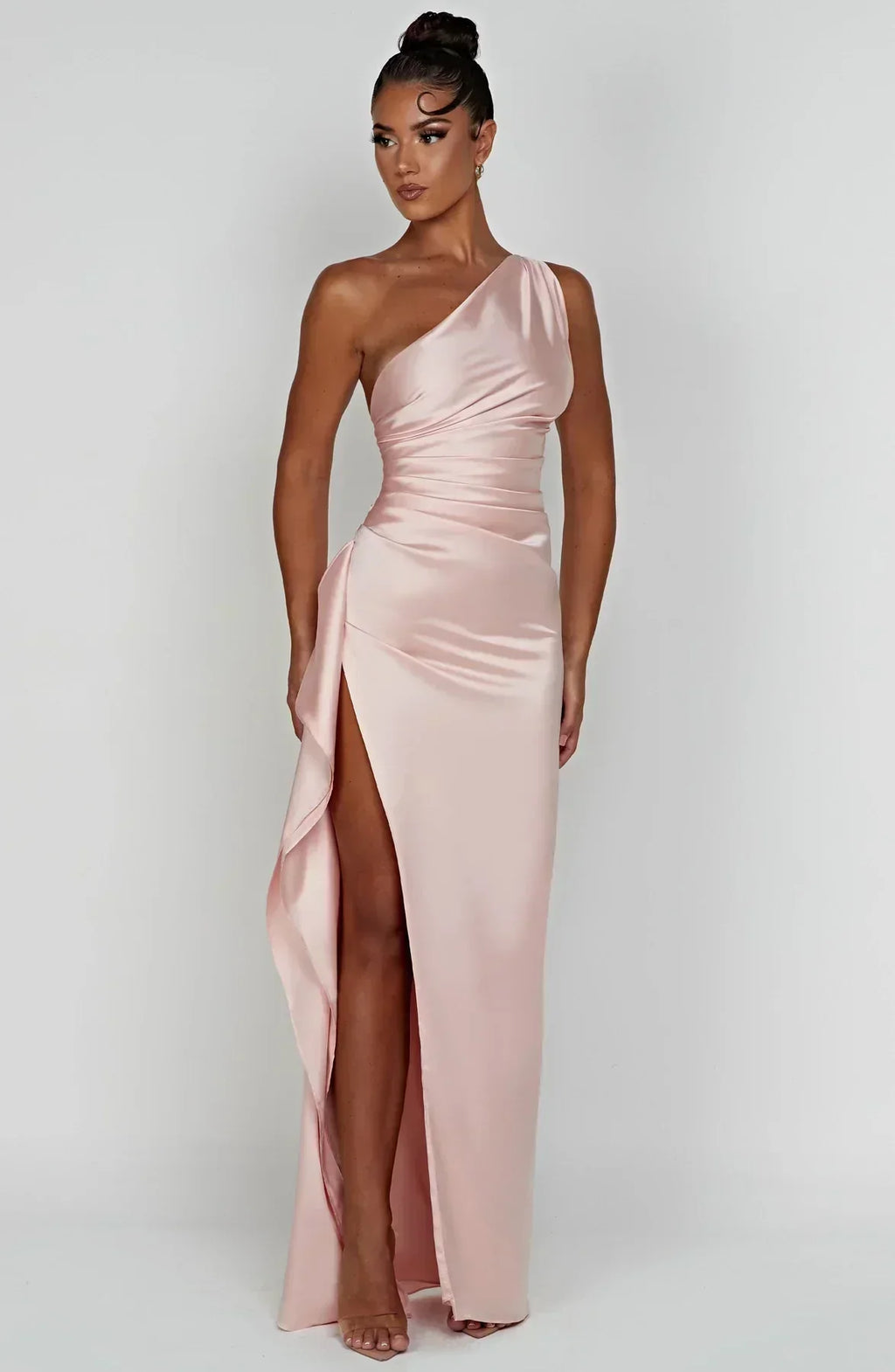 Women's Ruched One-Shoulder Maxi Dress