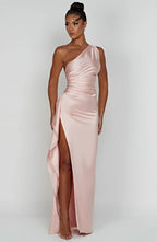 Women's Ruched One-Shoulder Maxi Dress