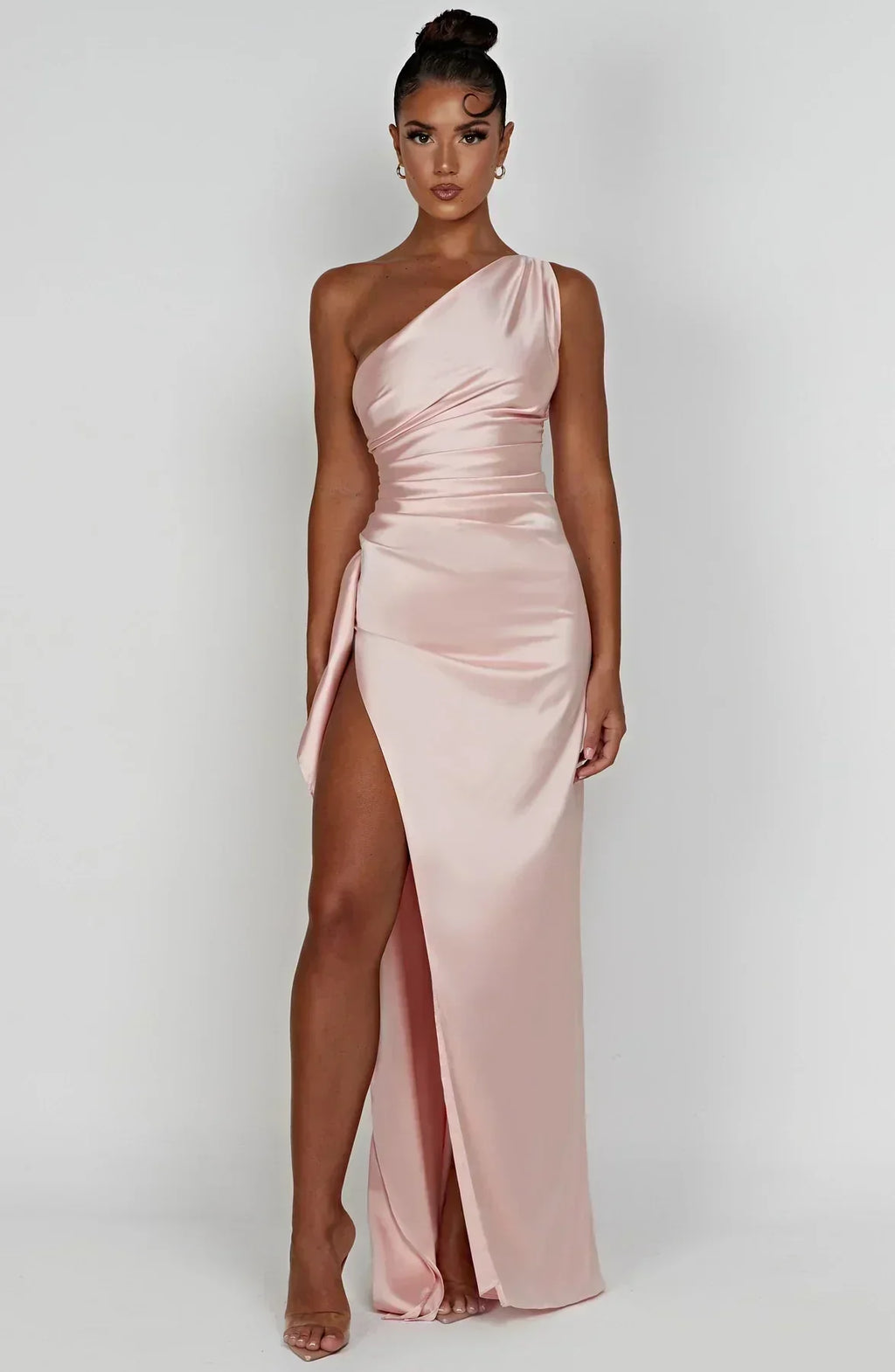 Women's Ruched One-Shoulder Maxi Dress