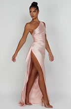 Women's Ruched One-Shoulder Maxi Dress
