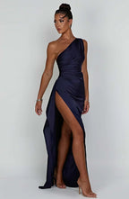 Women's Ruched One-Shoulder Maxi Dress
